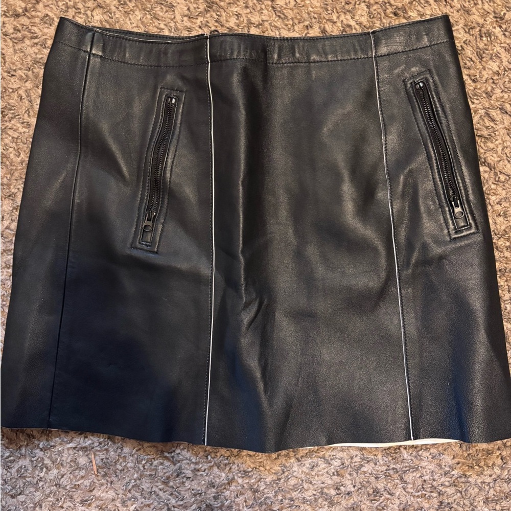 Vince Black Leather Mini Skirt